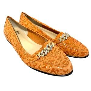 Amalfi US 9.5M flats orange loafers chain detail casual preppy flats shoes